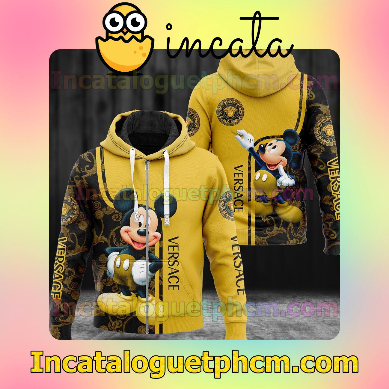 Versace With Mickey Mouse Long Sleeve Jacket Mens Hoodie