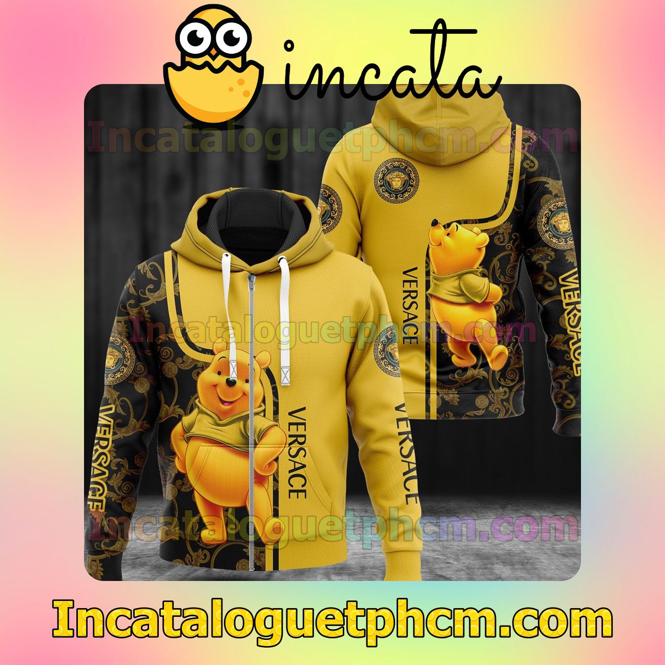 Versace With Winnie The Pooh Long Sleeve Jacket Mens Hoodie