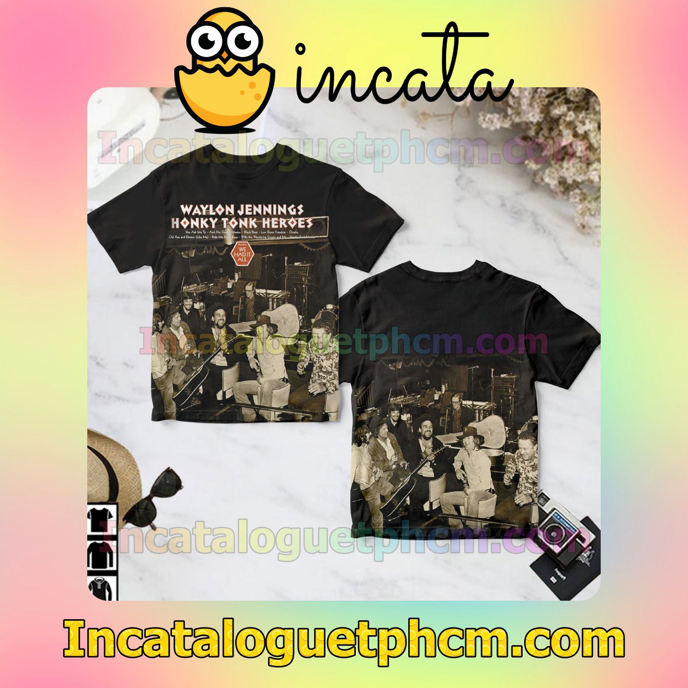 Waylon Jennings Honky Tonk Heroes Album Cover Fan Gift Shirt