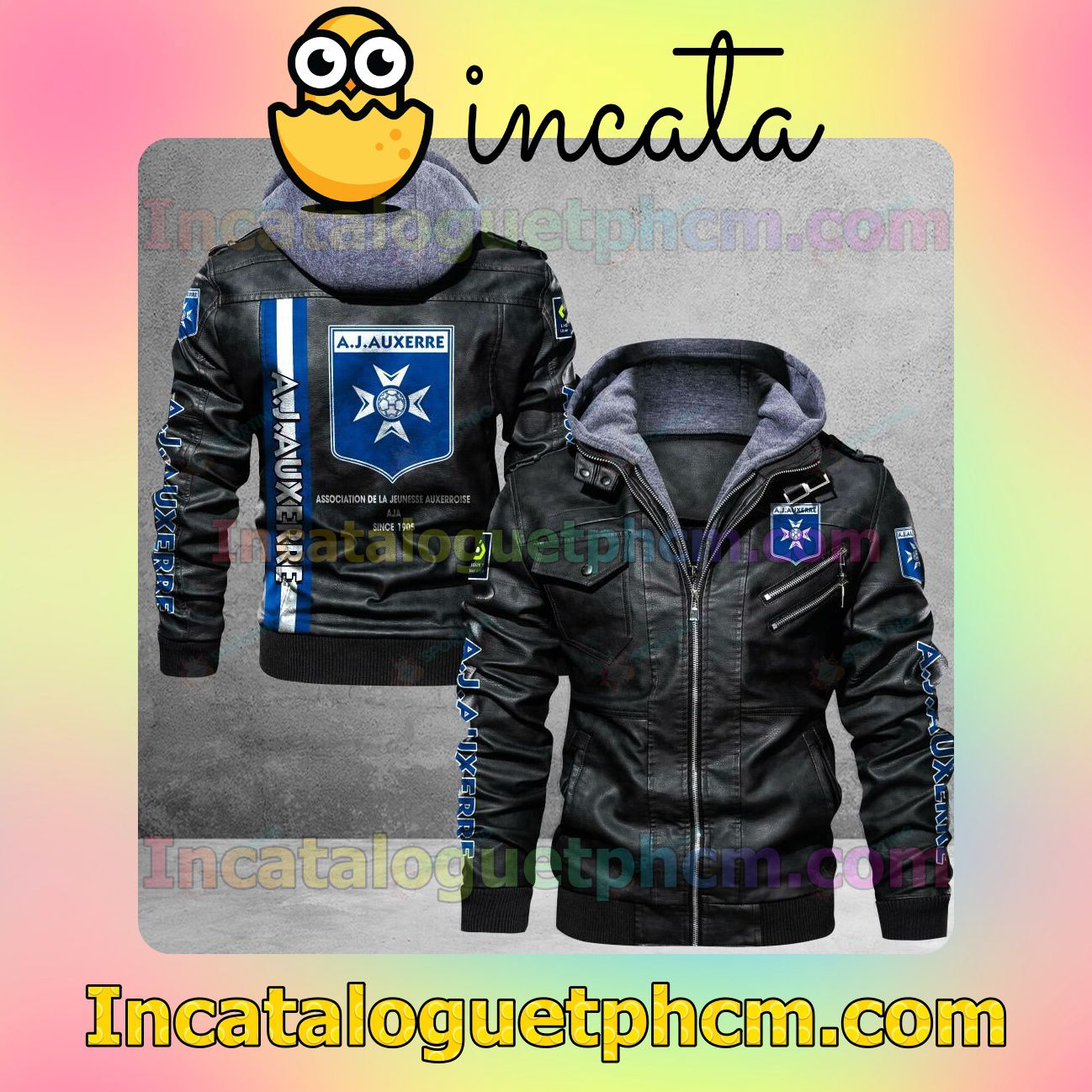 AJ Auxerre Brand Uniform Leather Jacket