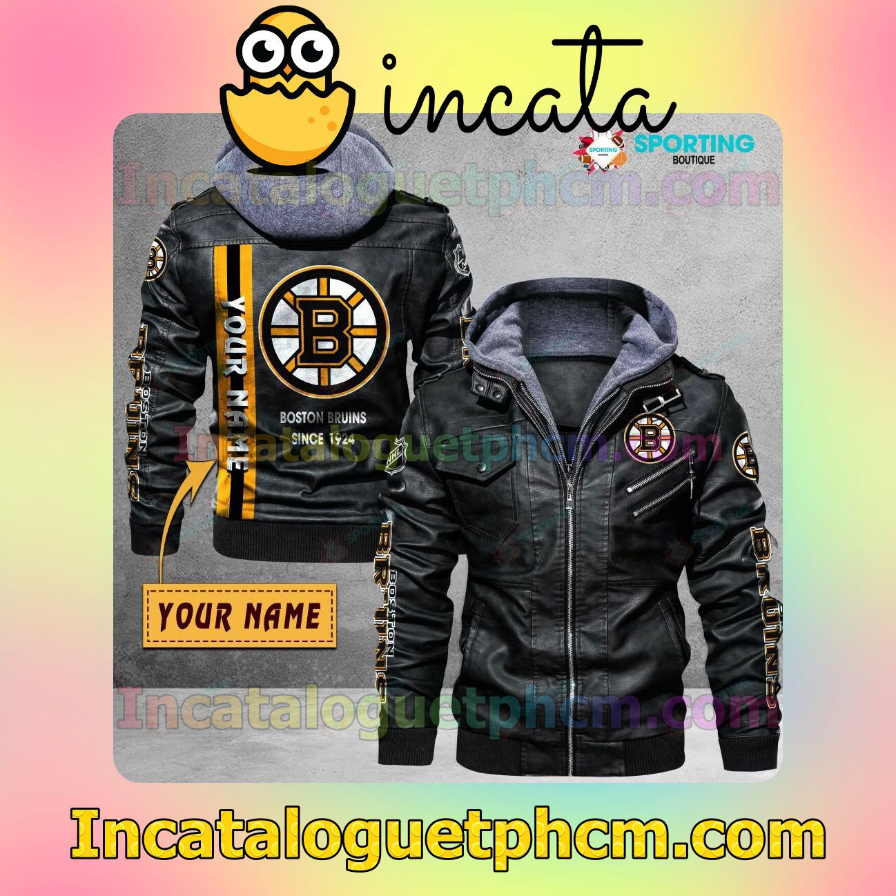 Adorable Boston Bruins Customize Brand Uniform Leather Jacket