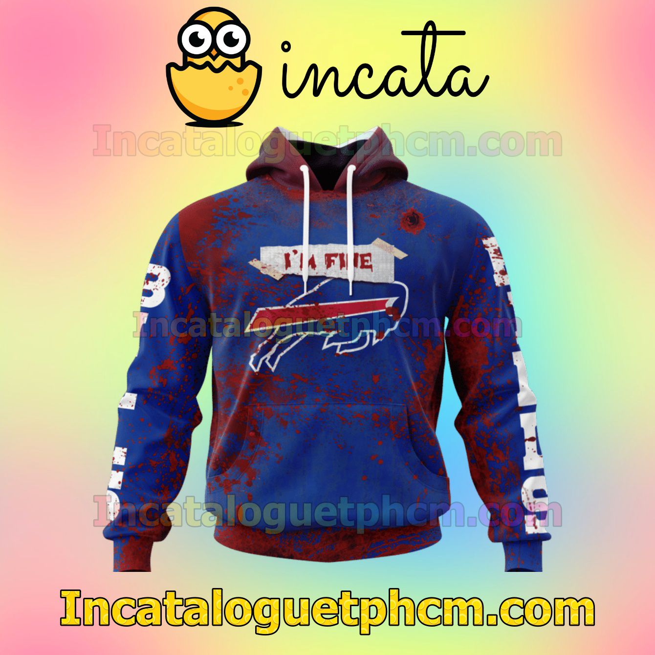 Great Quality Buffalo Bills Blood Jersey NFL Scary Pullover Sweatshirt