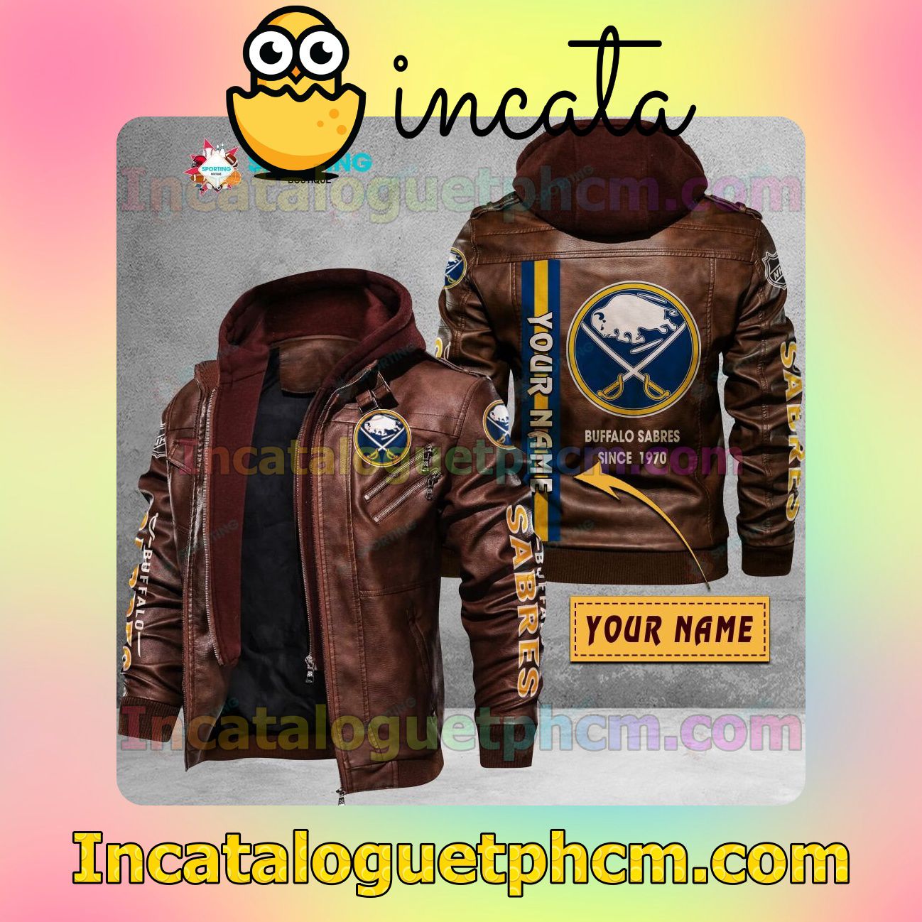 Get Here Buffalo Sabres Customize Brand Uniform Leather Jacket