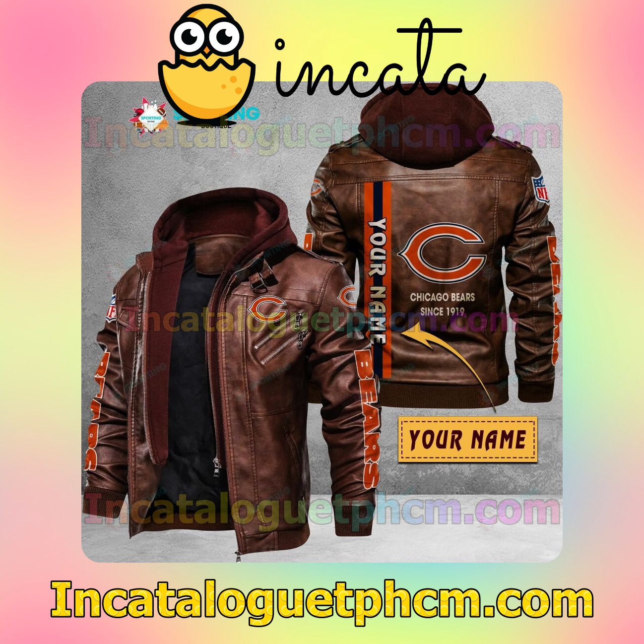 Print On Demand Chicago Bears Customize Brand Uniform Leather Jacket