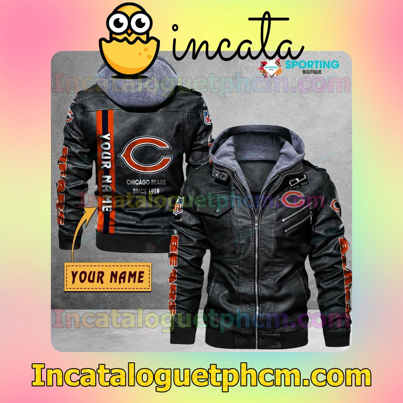Chicago Bears Customize Brand Uniform Leather Jacket