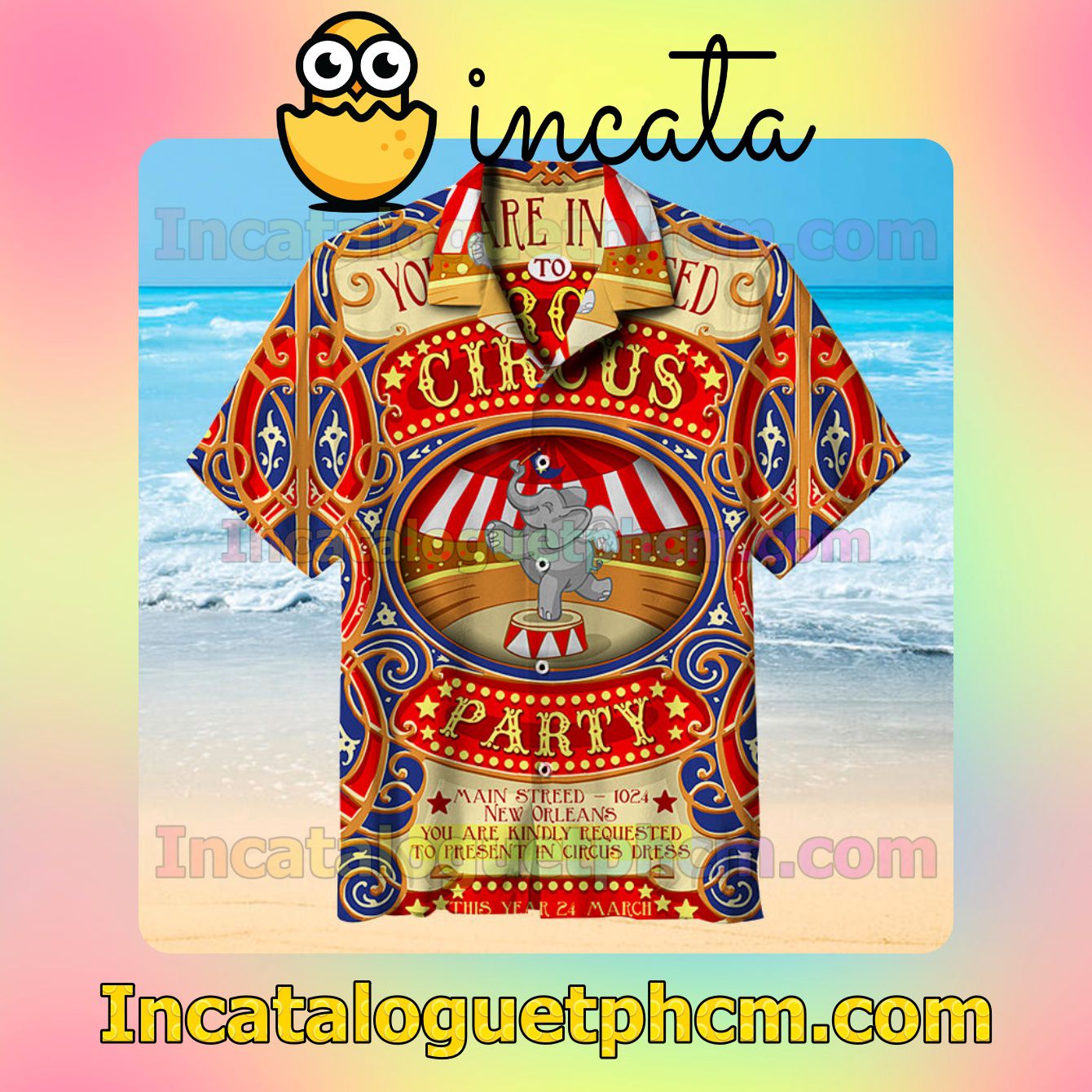 Circus Party With Elephants Button Down Shirts