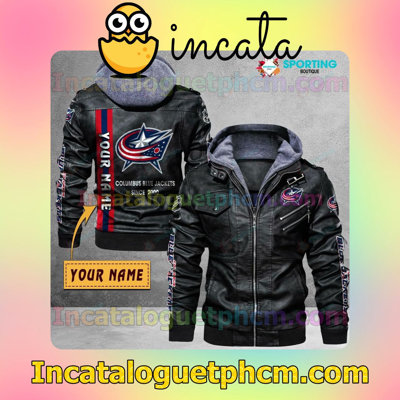 Columbus Blue Jackets Customize Brand Uniform Leather Jacket
