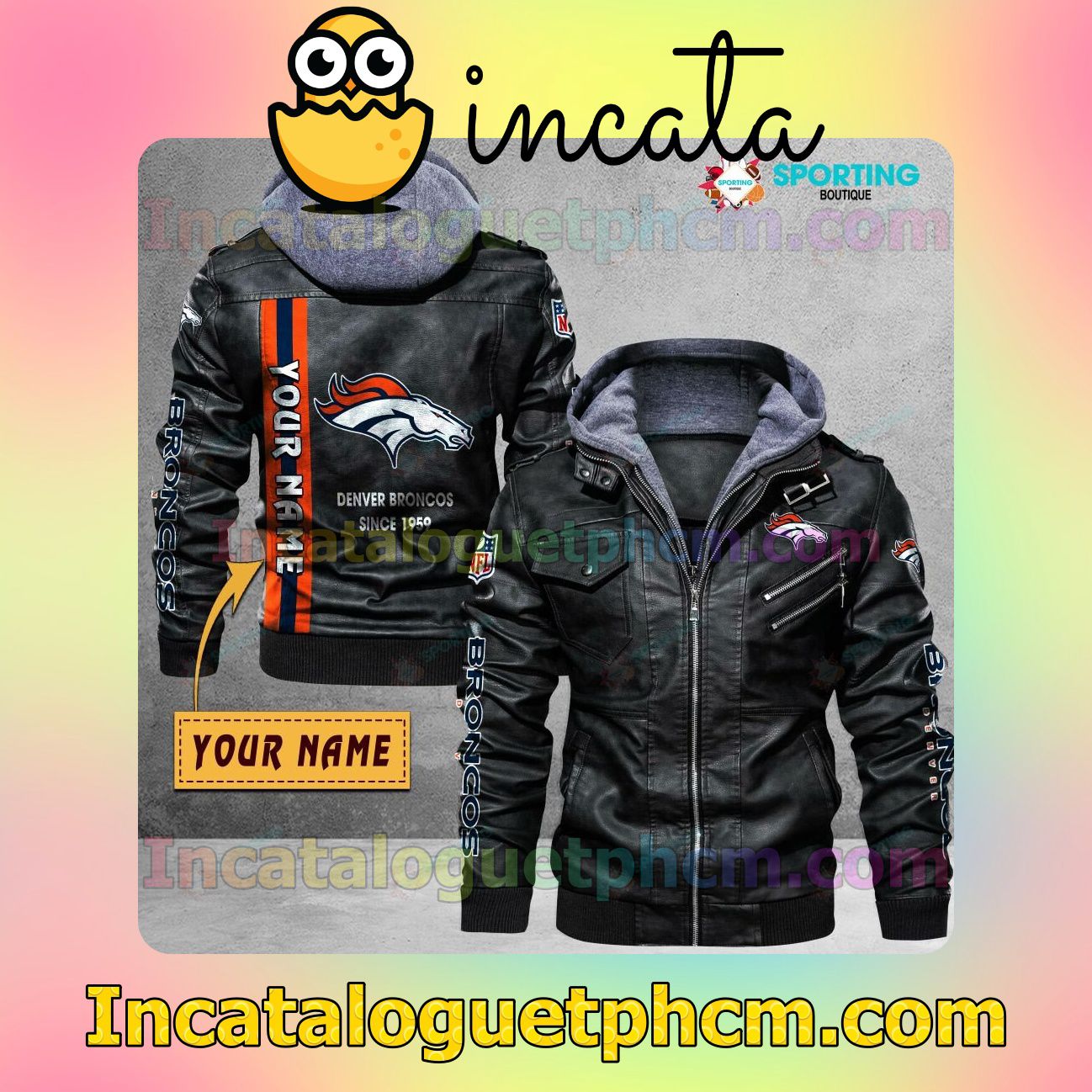 Denver Broncos Customize Brand Uniform Leather Jacket