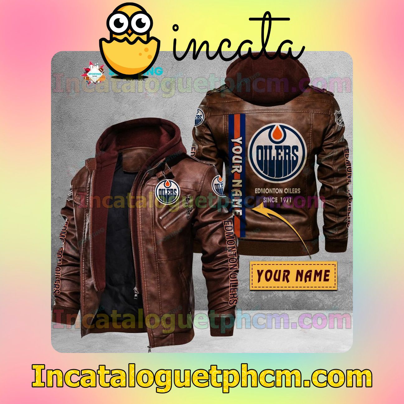 New Edmonton Oilers Customize Brand Uniform Leather Jacket