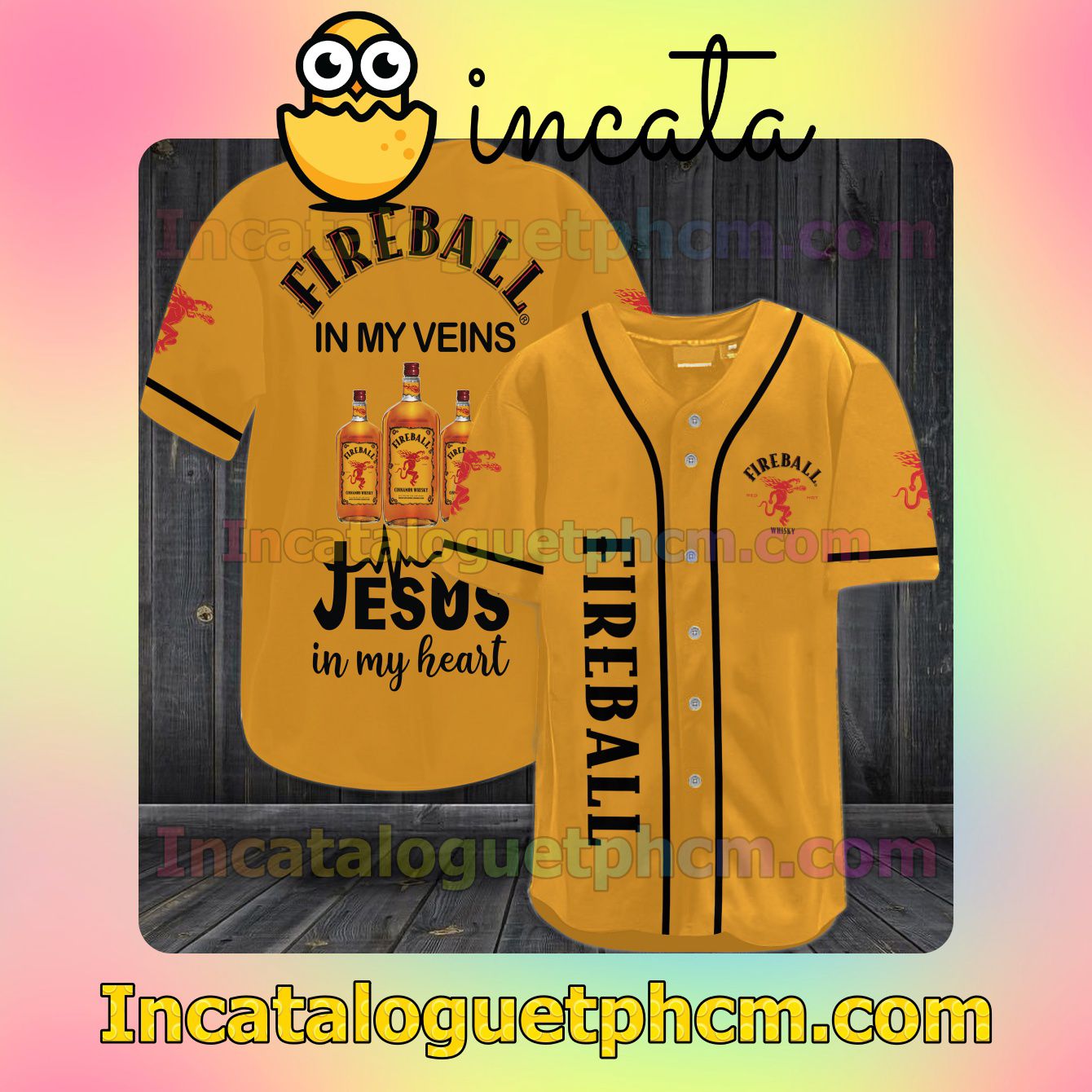 Unique Fireball In My Veins Jesus In My Heart Baseball Jersey Shirt