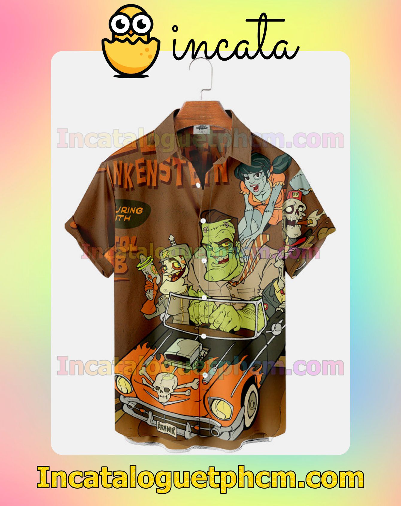 Amazing Frankenstein And Friends Motor Racing Halloween Idea Shirt