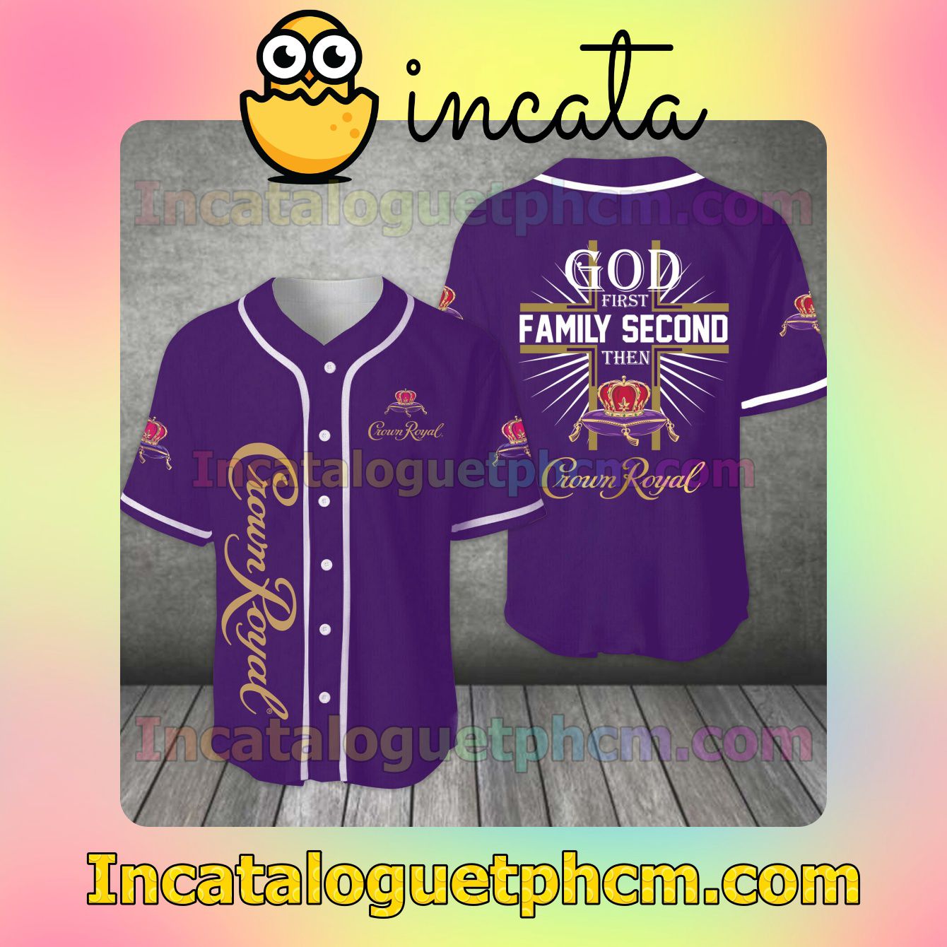 God First Family Second Crown Royal Baseball Jersey Shirt