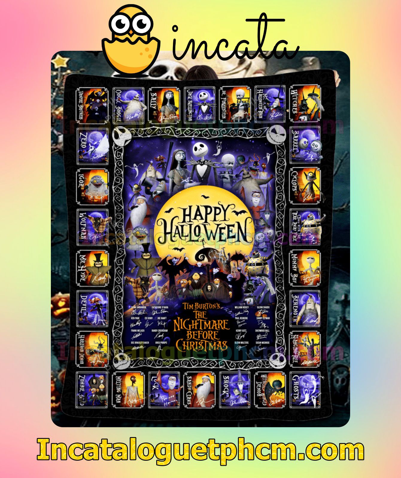 Fast Shipping Happy Halloween The Nightmare Before Christmas Signatures Full Queen Quilt
