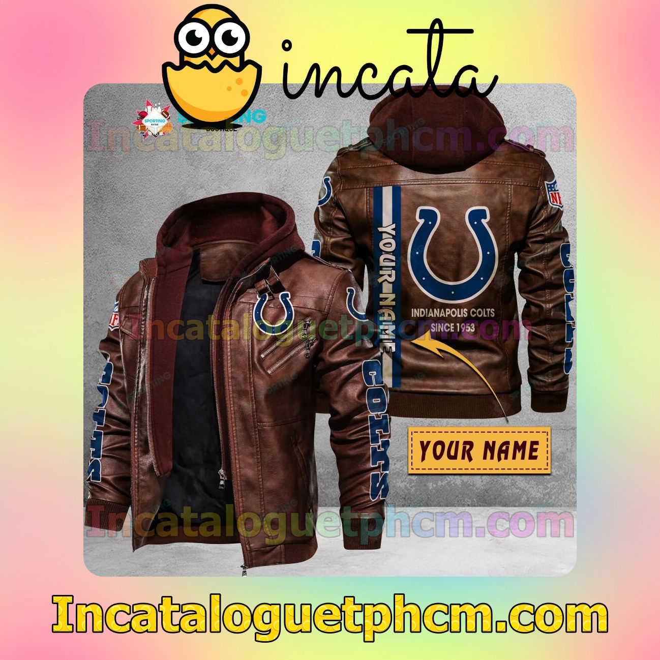 Funny Tee Indianapolis Colts Customize Brand Uniform Leather Jacket