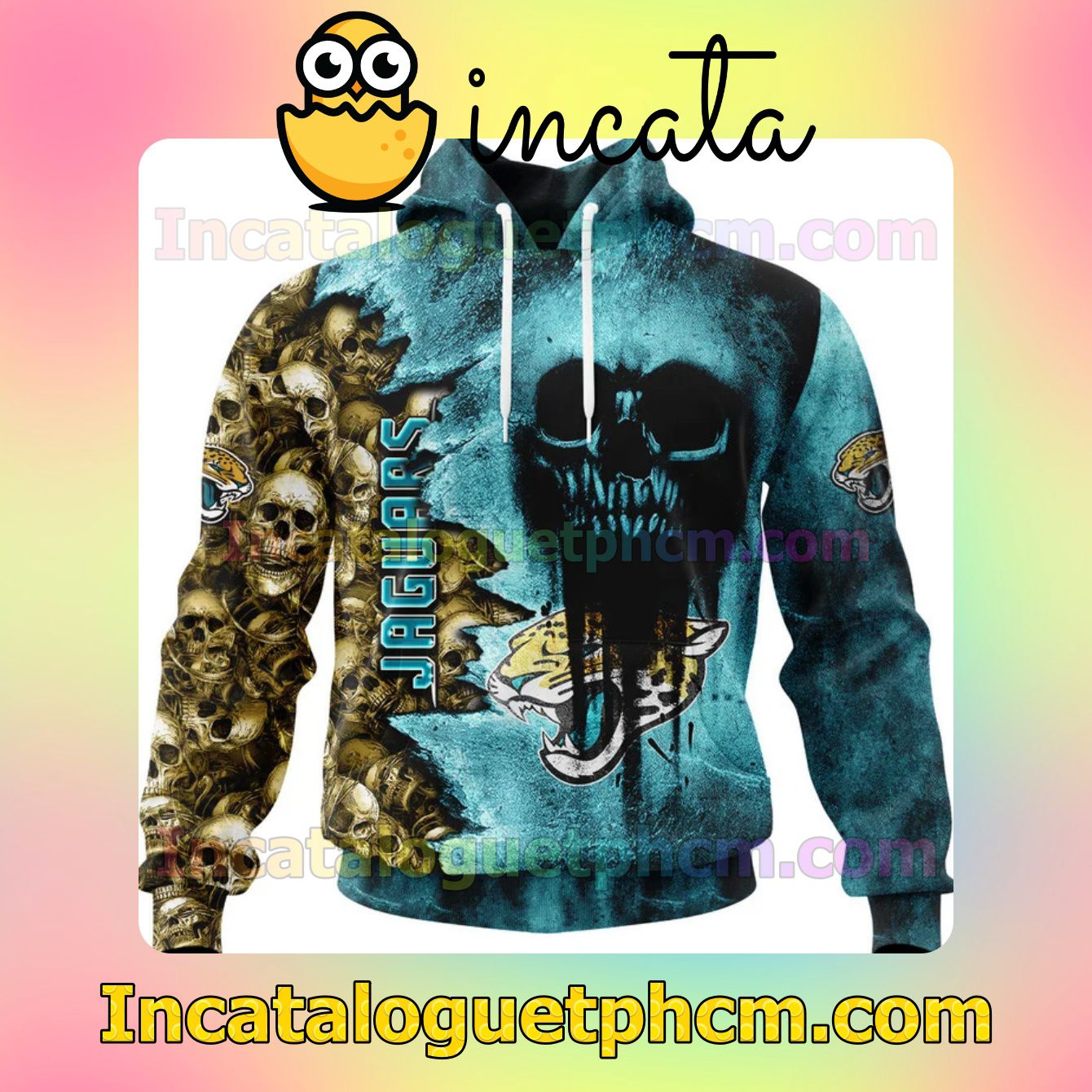 Present Jacksonville Jaguars Cemetery Skull NFL Scary Pullover Sweatshirt