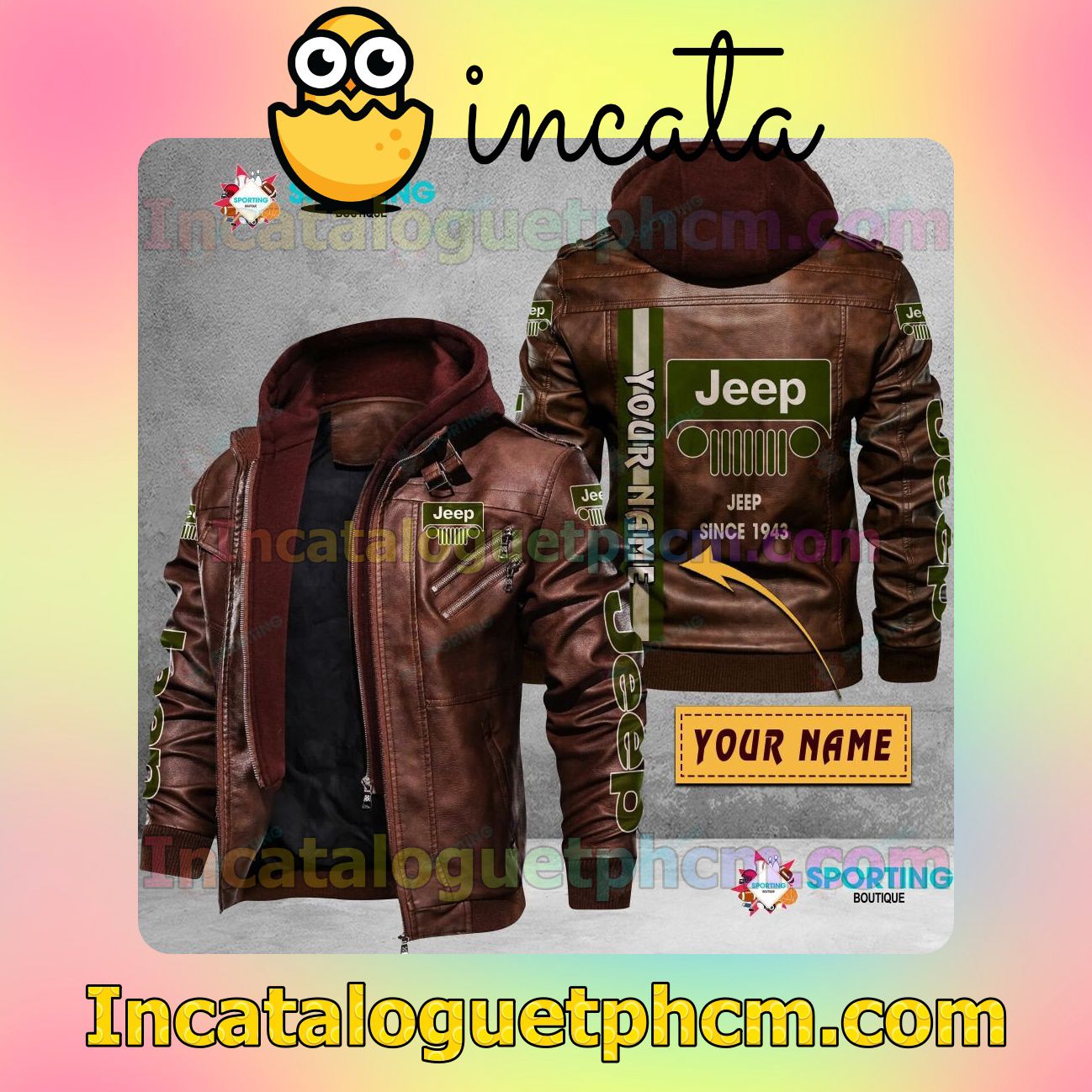 Free Ship Jeep Customize Brand Uniform Leather Jacket