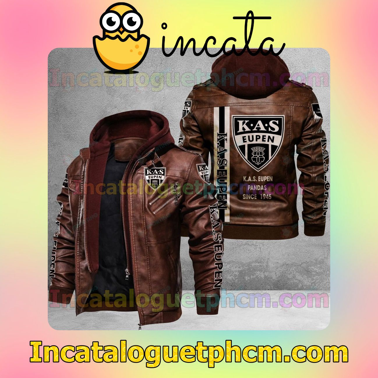 Around Me K.A.S. Eupen Brand Uniform Leather Jacket