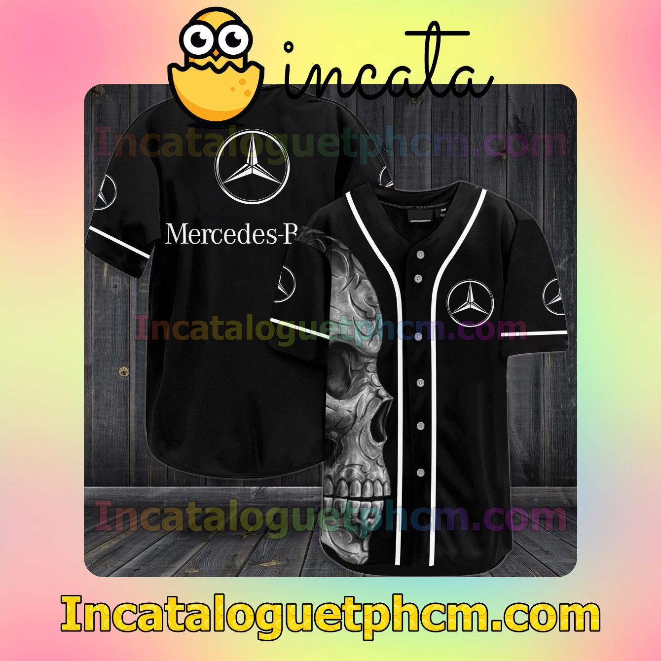 Mercedes-Benz Skull Baseball Jersey Shirt