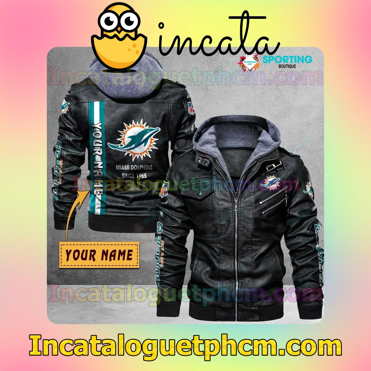 Miami Dolphins Customize Brand Uniform Leather Jacket