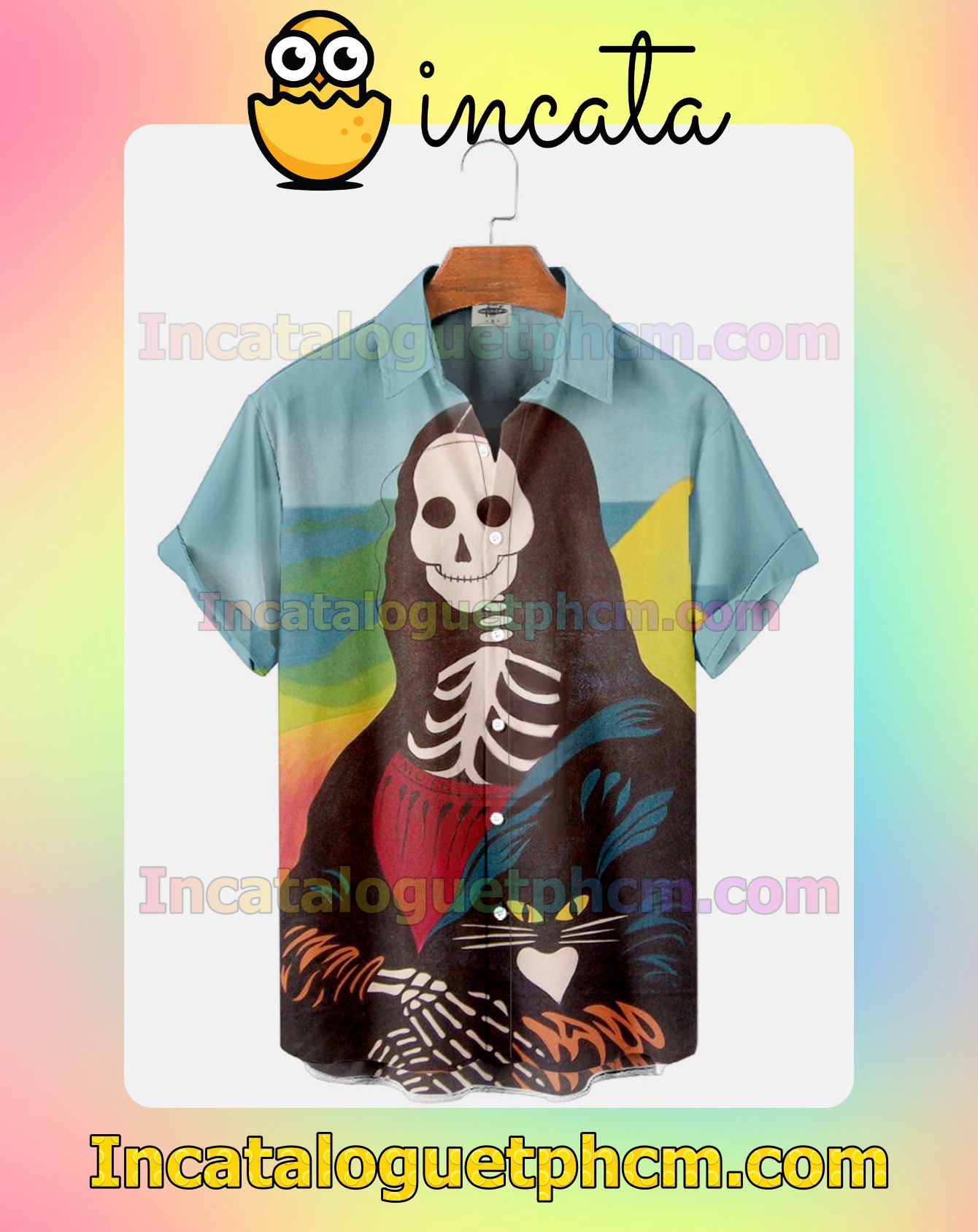 The cheapest Monalisa Skull And Cat Halloween Idea Shirt