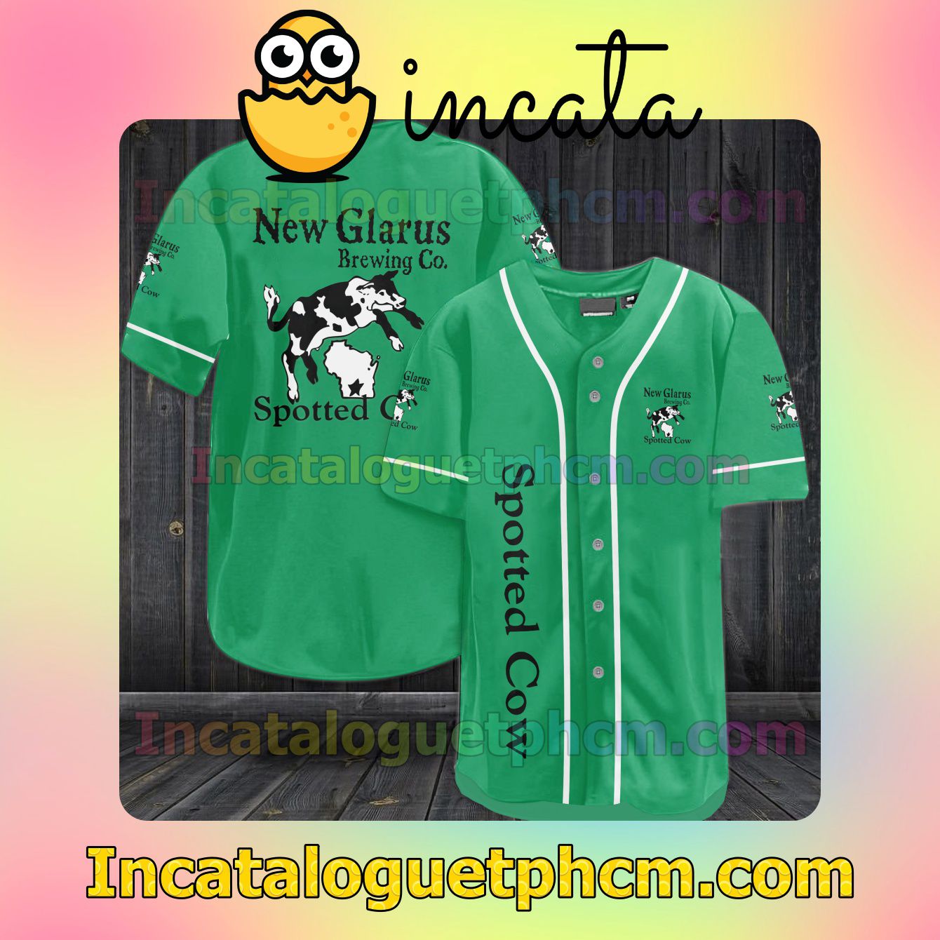 New Glarus Spotted Cow Beer Baseball Jersey Shirt