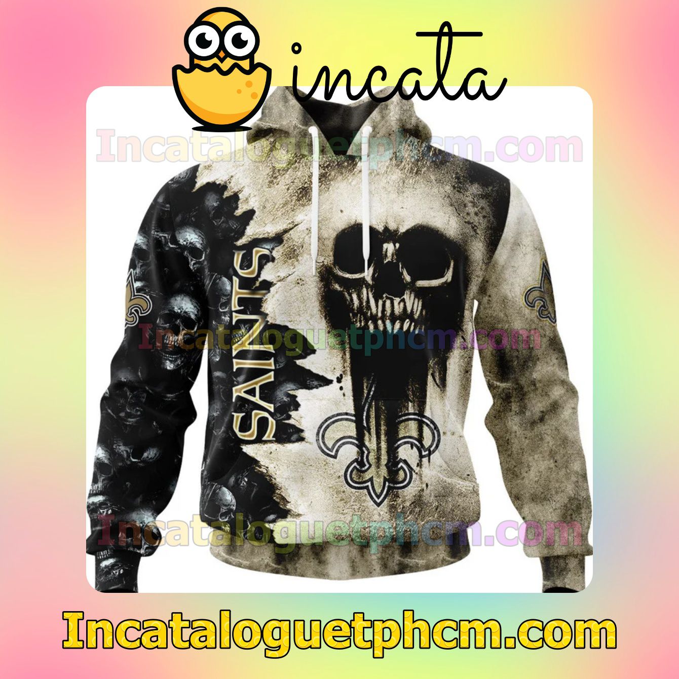 Awesome New Orleans Saints Cemetery Skull NFL Scary Pullover Sweatshirt