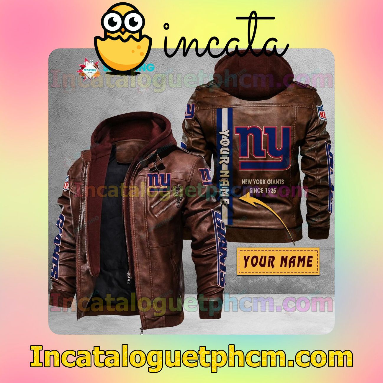Luxury New York Giants Customize Brand Uniform Leather Jacket