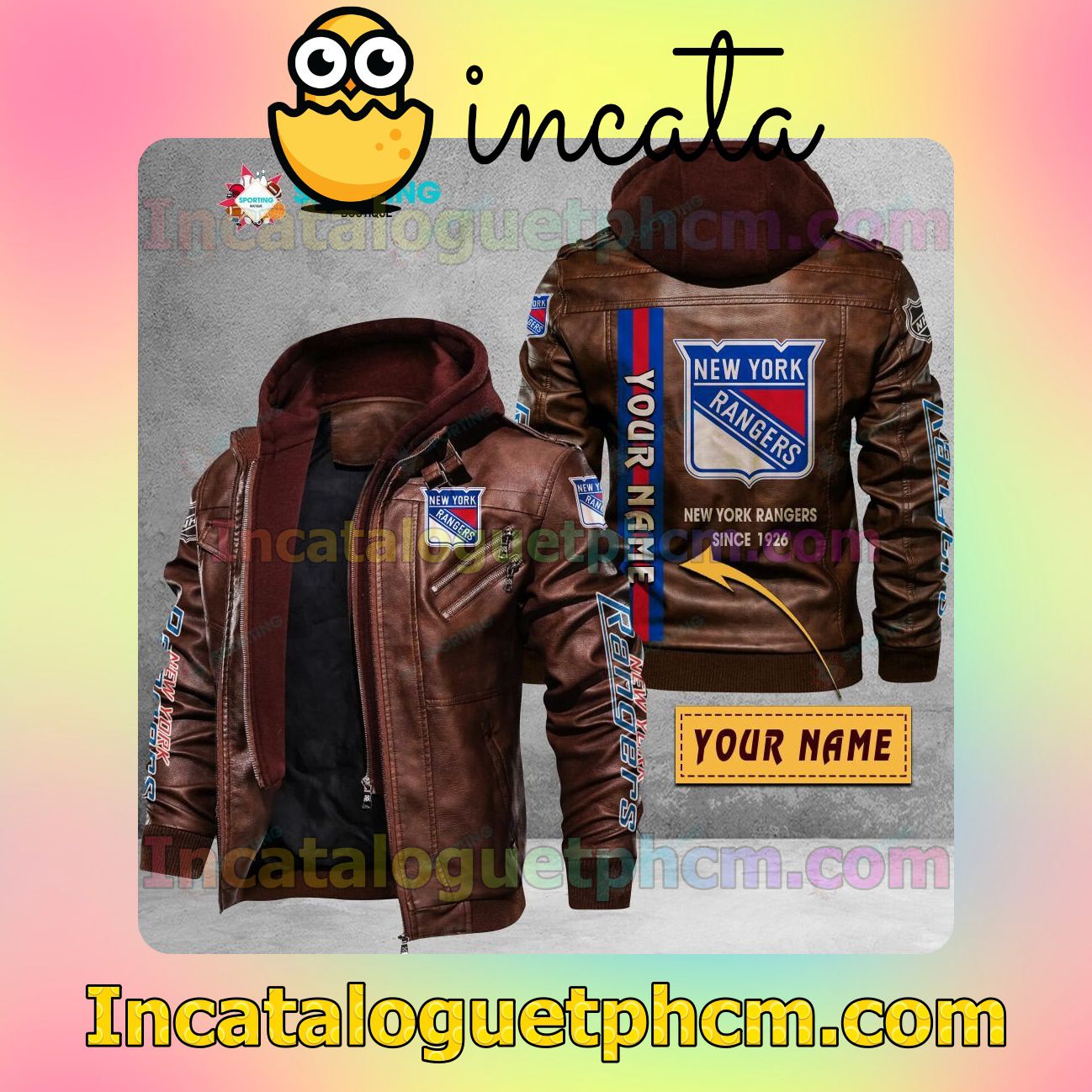 Check out New York Rangers Customize Brand Uniform Leather Jacket