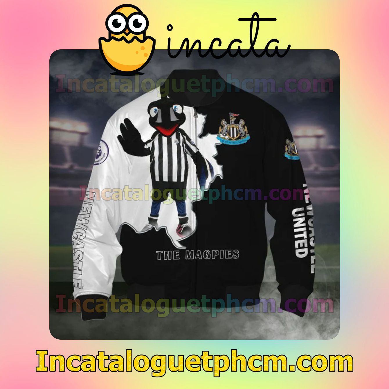 3D Newcastle United FC The Magpies Long Sleeve Tee Bomber Jacket