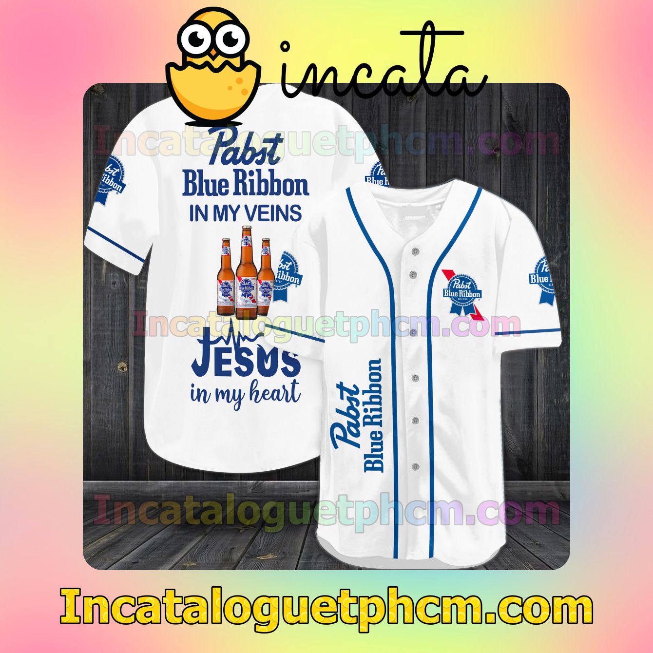 Pabst Blue Ribbon In My Veins Jesus In My Heart Baseball Jersey Shirt