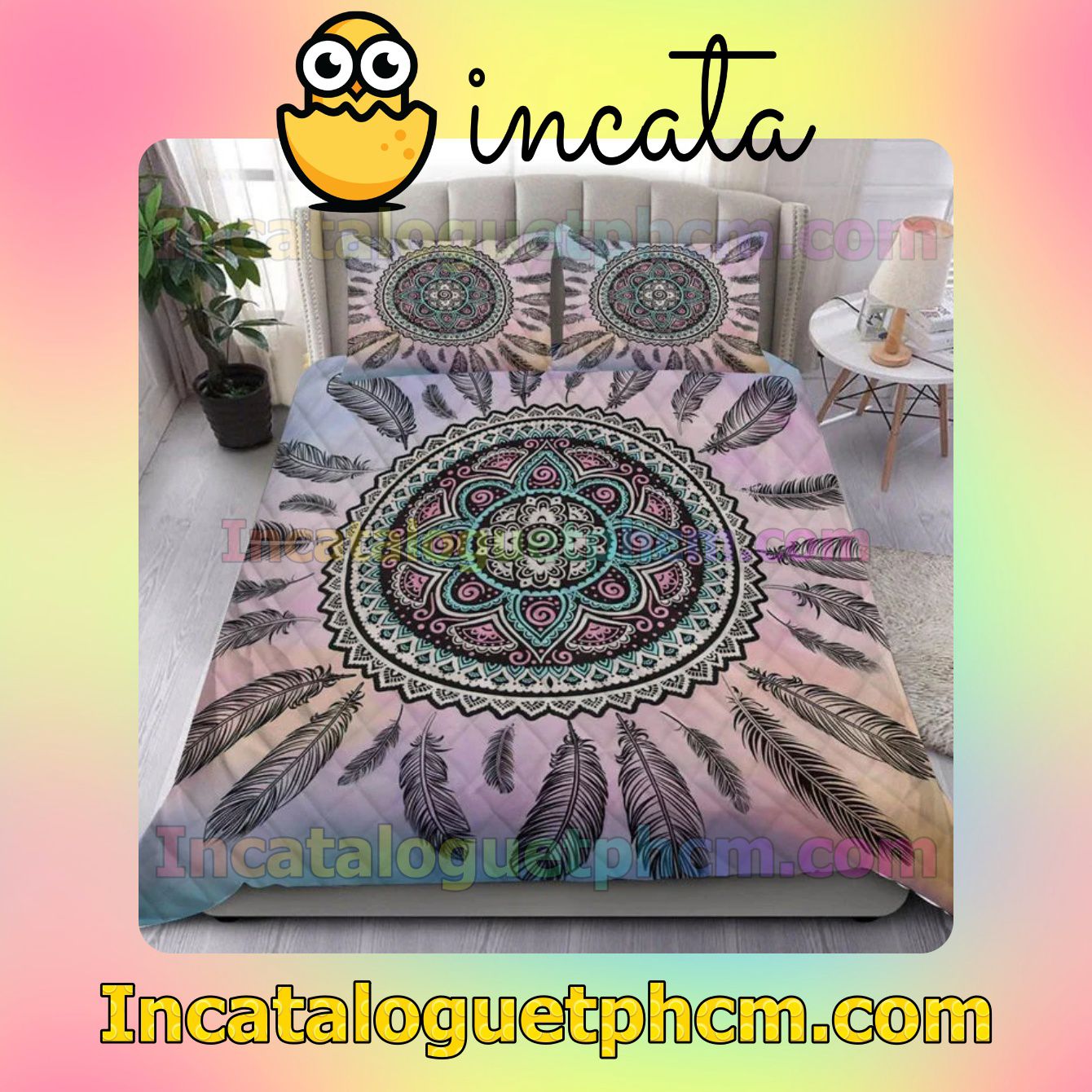 Peace Circle Dream Catcher Mandala Bed Sheets