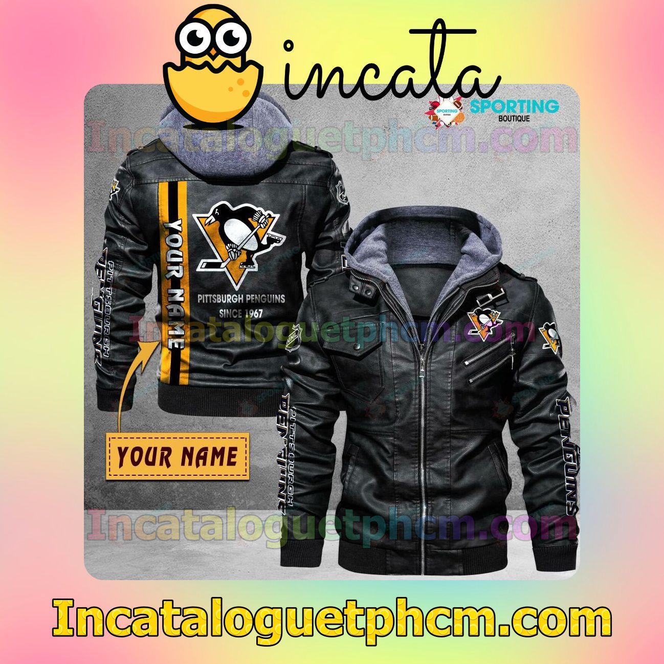 Pittsburgh Penguins Customize Brand Uniform Leather Jacket
