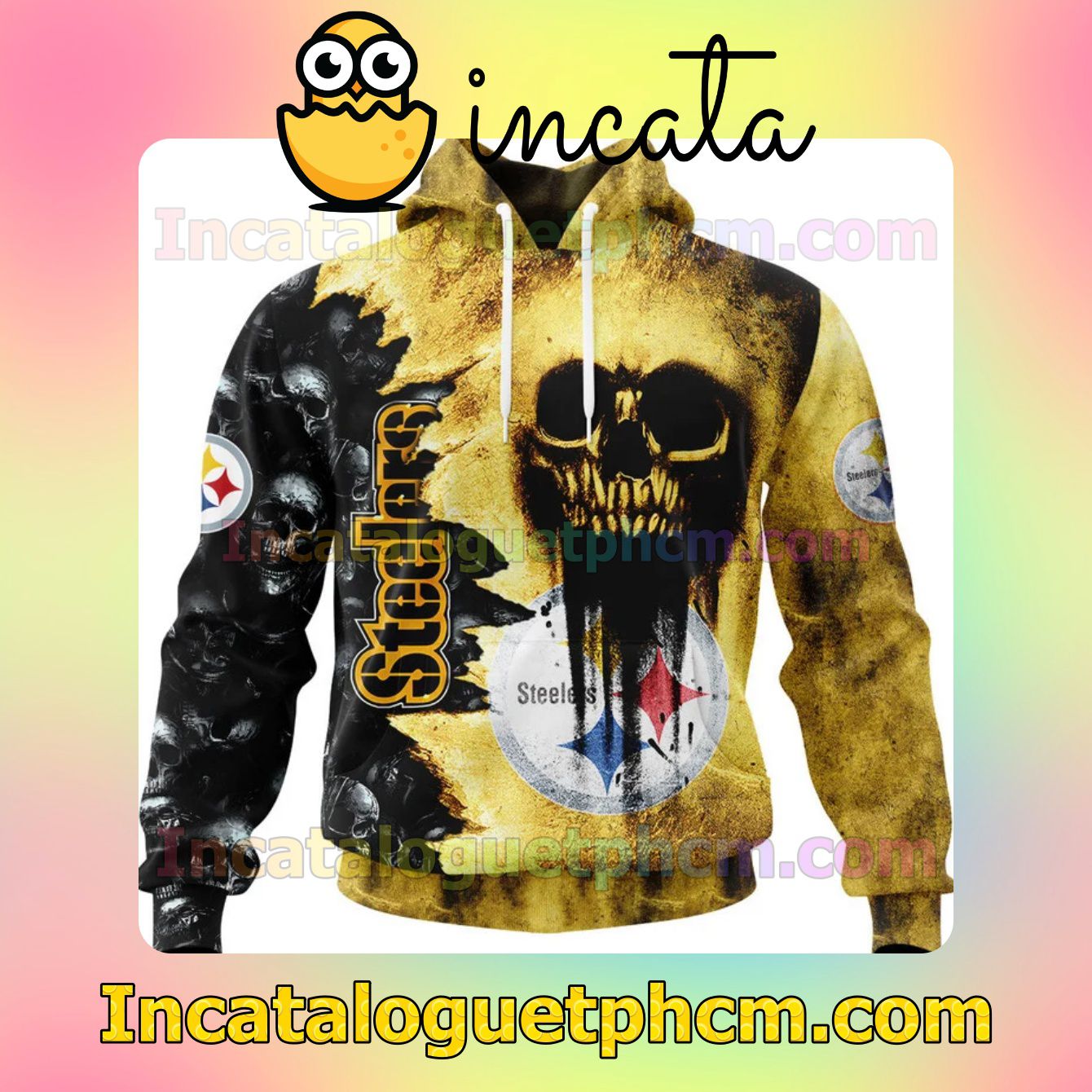 Fast Shipping Pittsburgh Steelers Cemetery Skull NFL Scary Pullover Sweatshirt