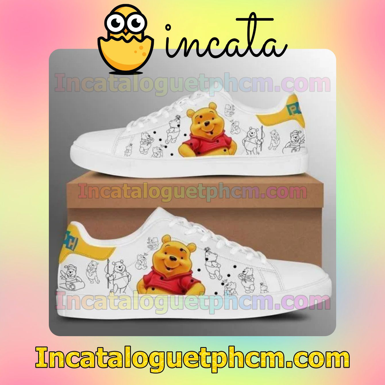 Pooh Bear Adidas Low Top Shoes