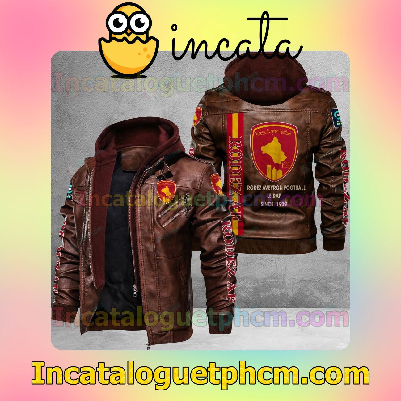 US Shop Rodez Aveyron Football Brand Uniform Leather Jacket