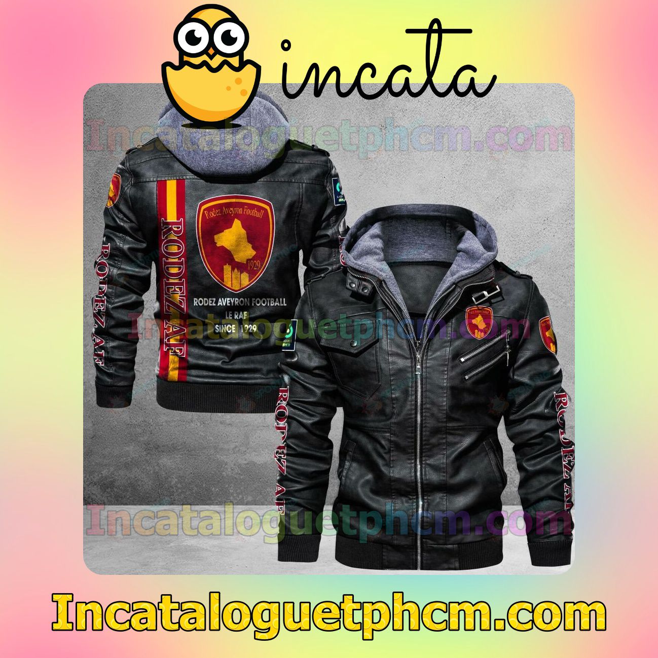 Rodez Aveyron Football Brand Uniform Leather Jacket