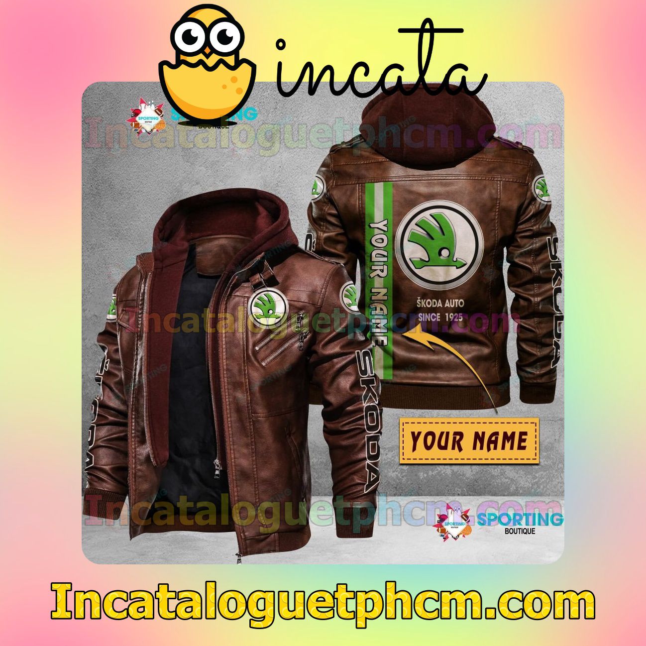 Unique Skoda Customize Brand Uniform Leather Jacket