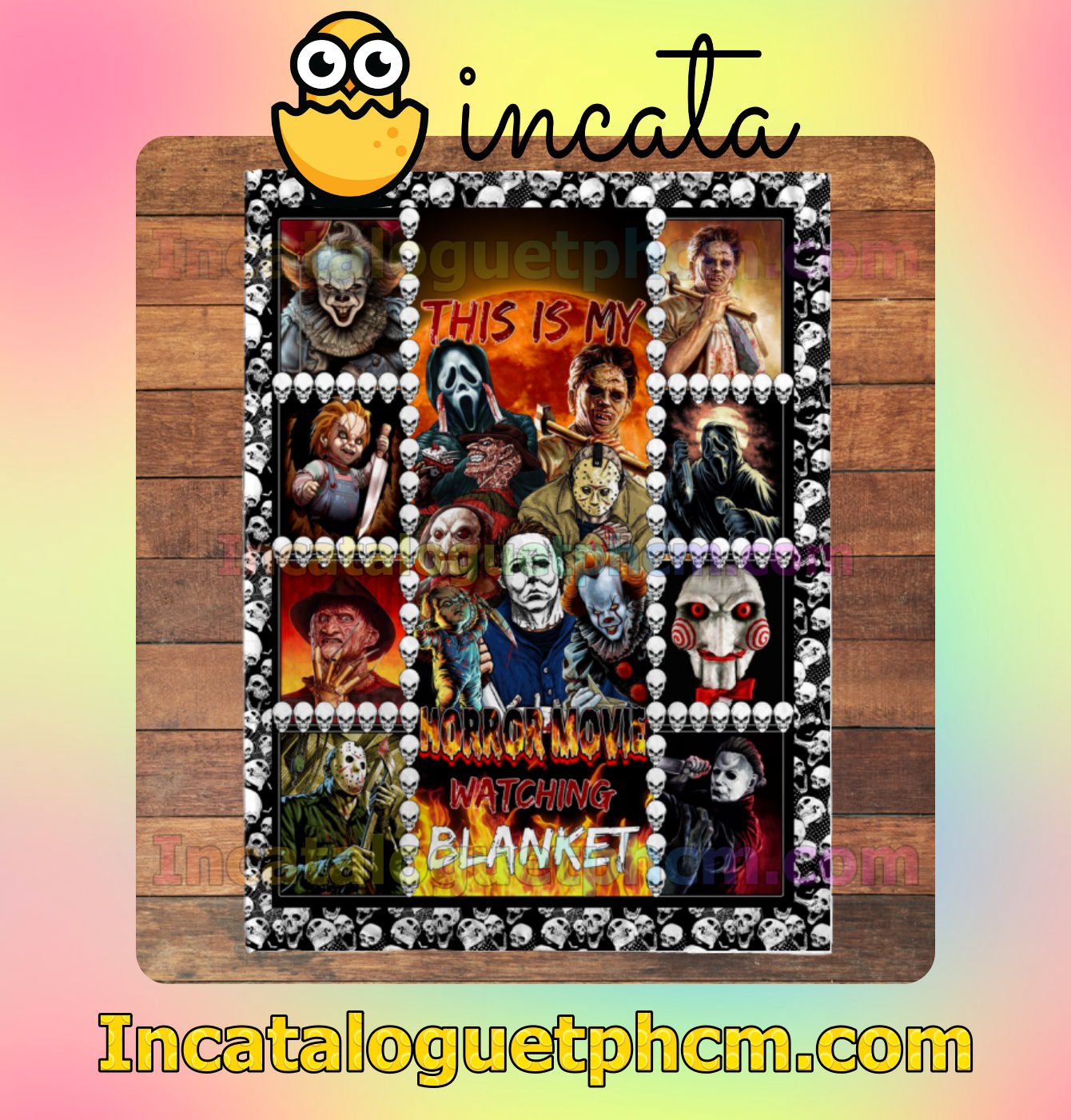 Limited Edition Skull This Is My Horror Movie Watching Quilt Blanket King Queen Size