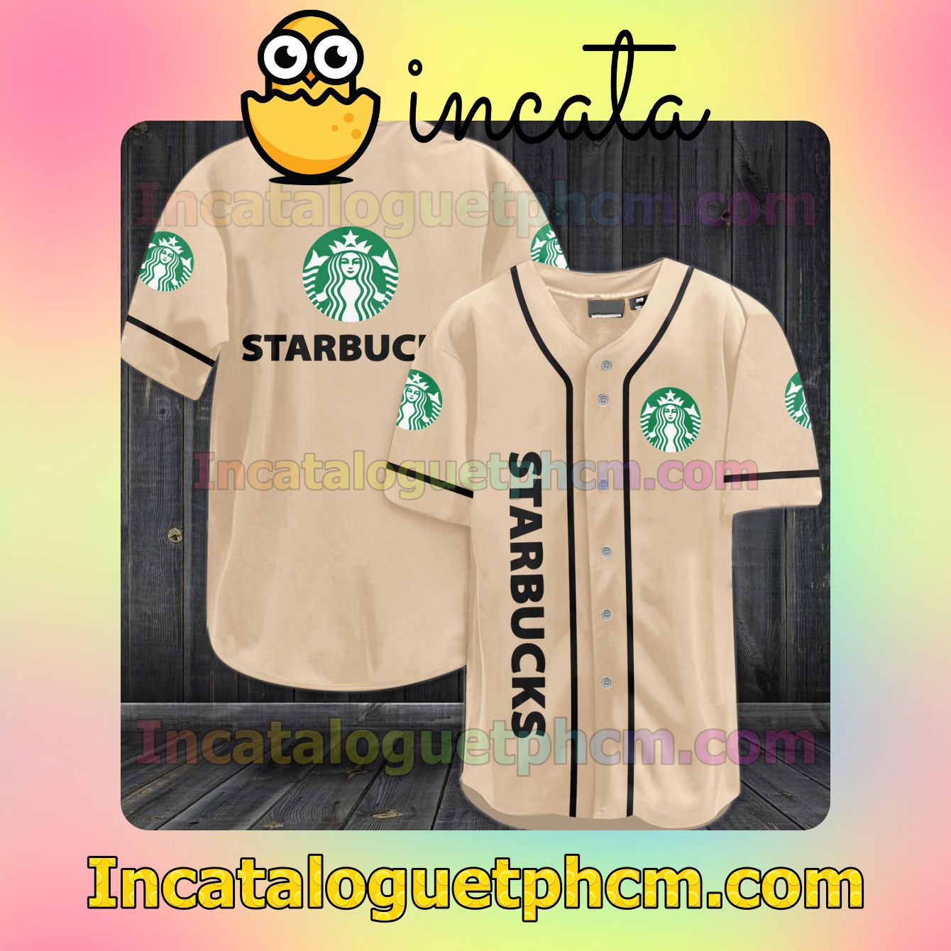 Free Ship Starbucks Baseball Jersey Shirt