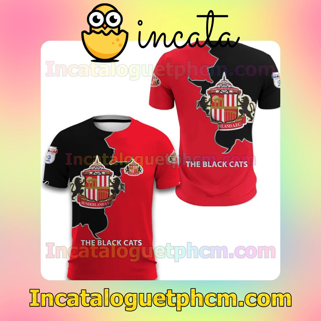 The Black Cats Sunderland AFC Black Red Long Sleeve Tee Bomber Jacket