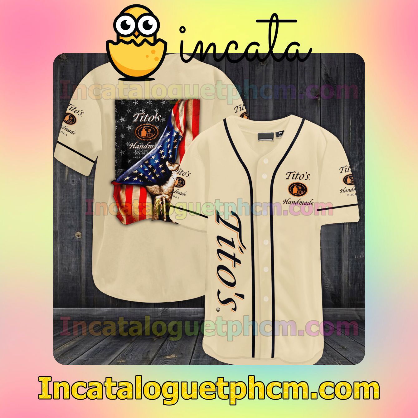 Tito's Handmade US Flag Baseball Jersey Shirt