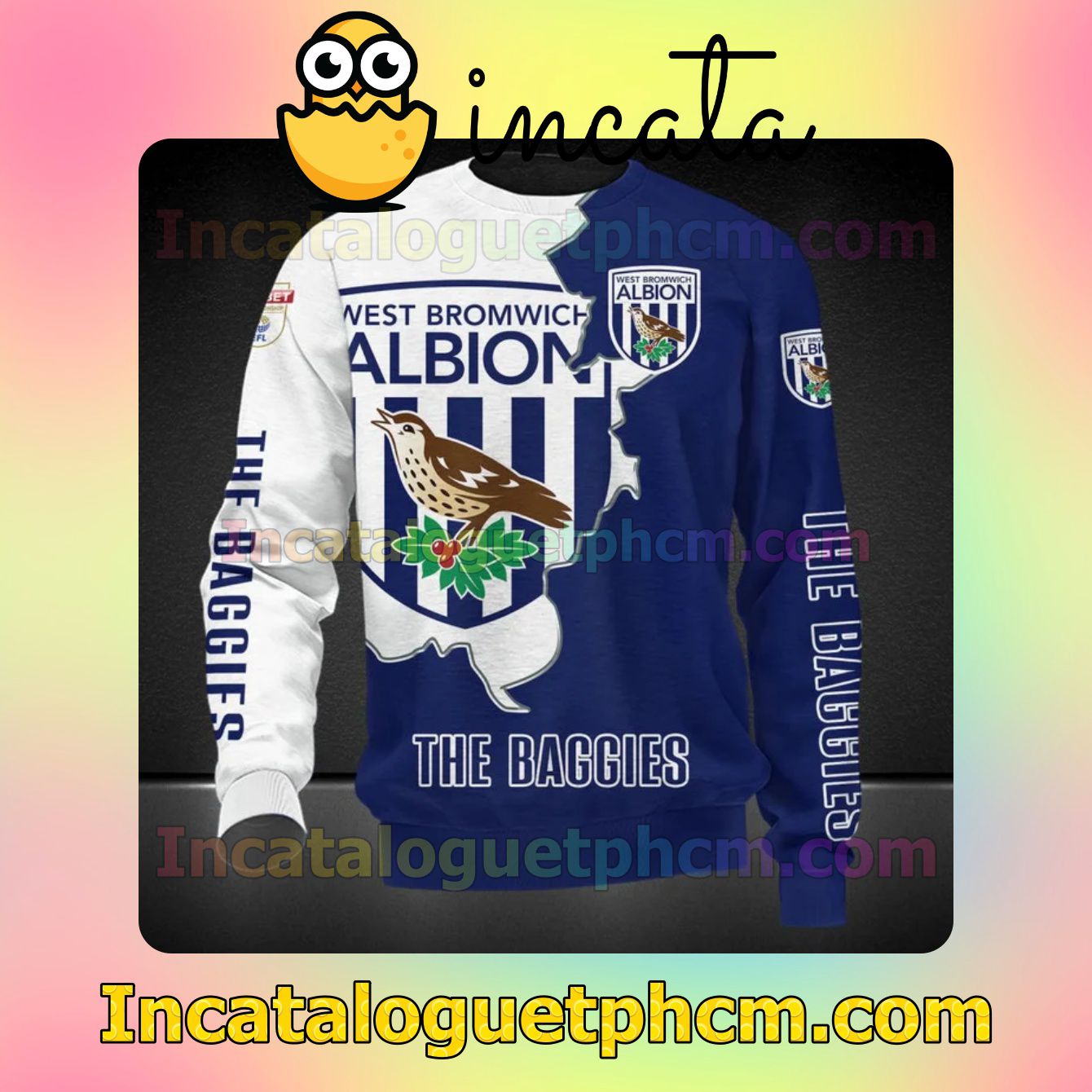 Official West Bromwich Albion FC The Baggies Long Sleeve Tee Bomber Jacket